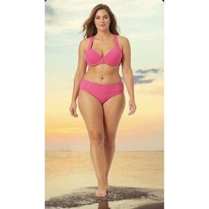 NWOT Time and Tru Solid Popcorn Texture Plus Hot Pink Bikini Swimsuit 2X (20-22)
